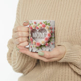 Ceramic Mug, 11oz, 3D Mom pastel color flower pretty BPA and lead free Mother&