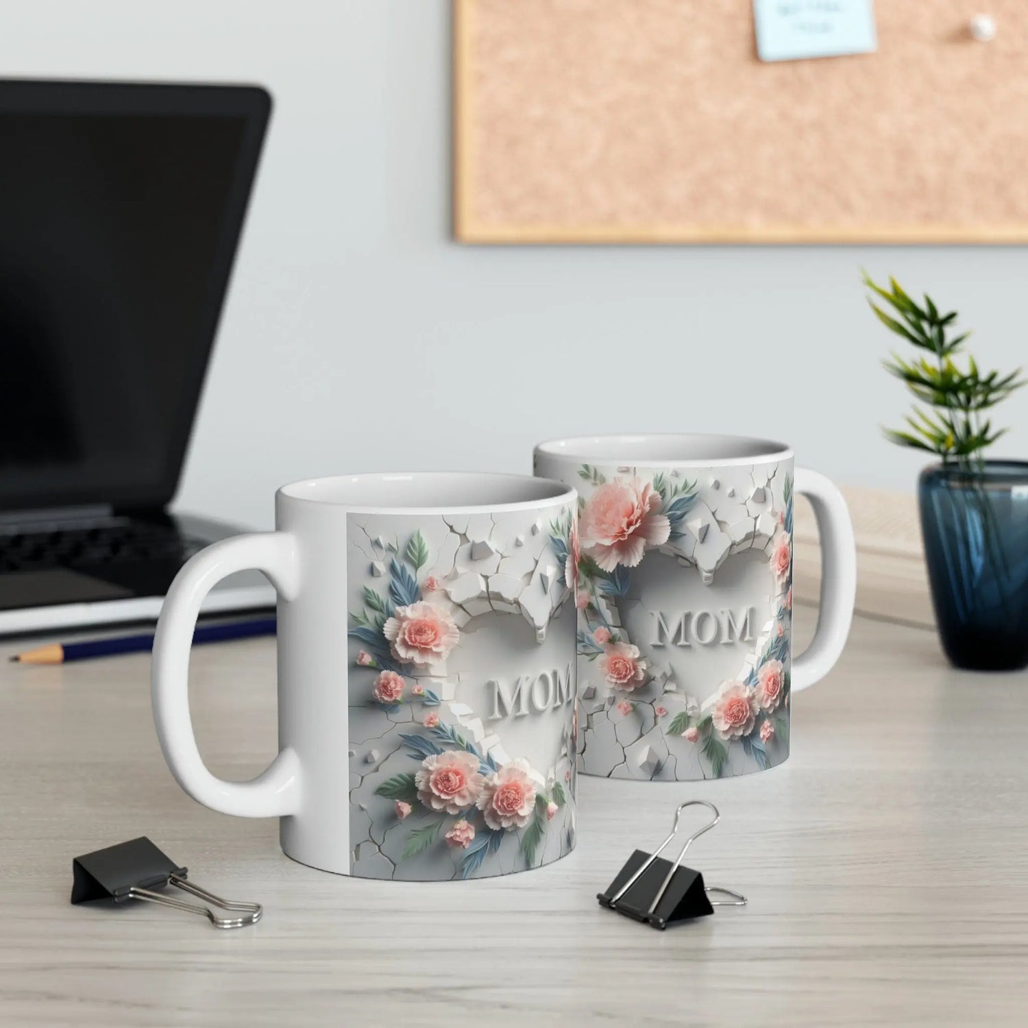 Mom 3D Floral Ceramic Mug 11oz | Precious Everyday Coffee & Tea Cup | Perfect Gift for Mom | Floral Coffee Mug The Aurora Touch