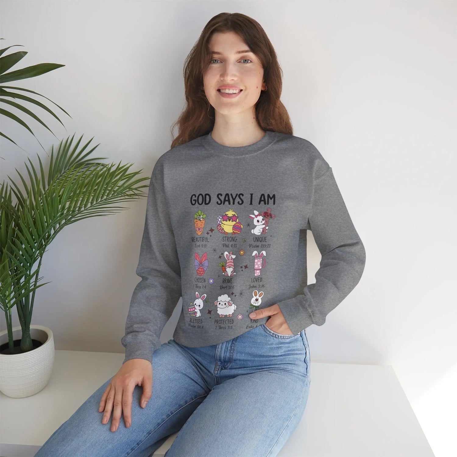 Easter Spring Sweatshirt – Christian Faith Apparel with Bible Verses, Unisex Clothing Wear