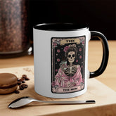 Accent Coffee Mug, 11oz, Mom Tarot Coffee psychic card Momma Day beverage Skeleton pink black tea novelty gift mug The Aurora Touch