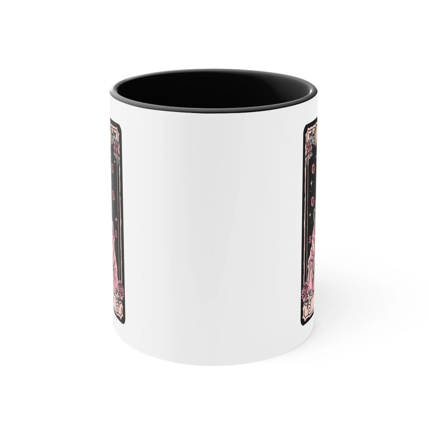 Accent Coffee Mug, 11oz, Mom Tarot Coffee psychic card Momma Day beverage Skeleton pink black tea novelty gift mug The Aurora Touch