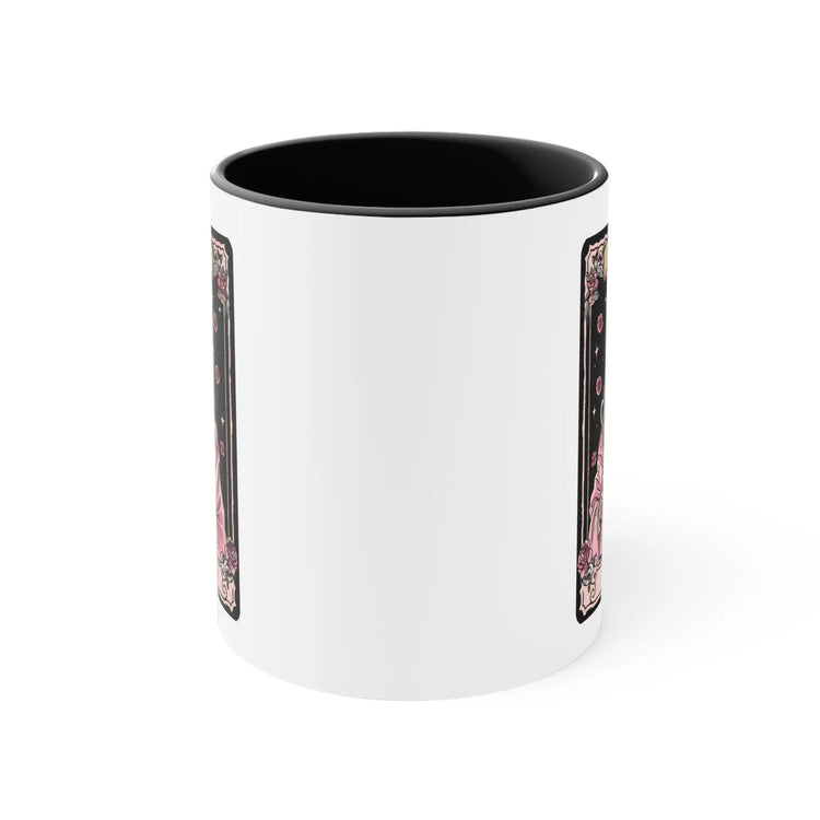 Accent Coffee Mug, 11oz, Mom Tarot Coffee psychic card Momma Day beverage Skeleton pink black tea novelty gift mug The Aurora Touch