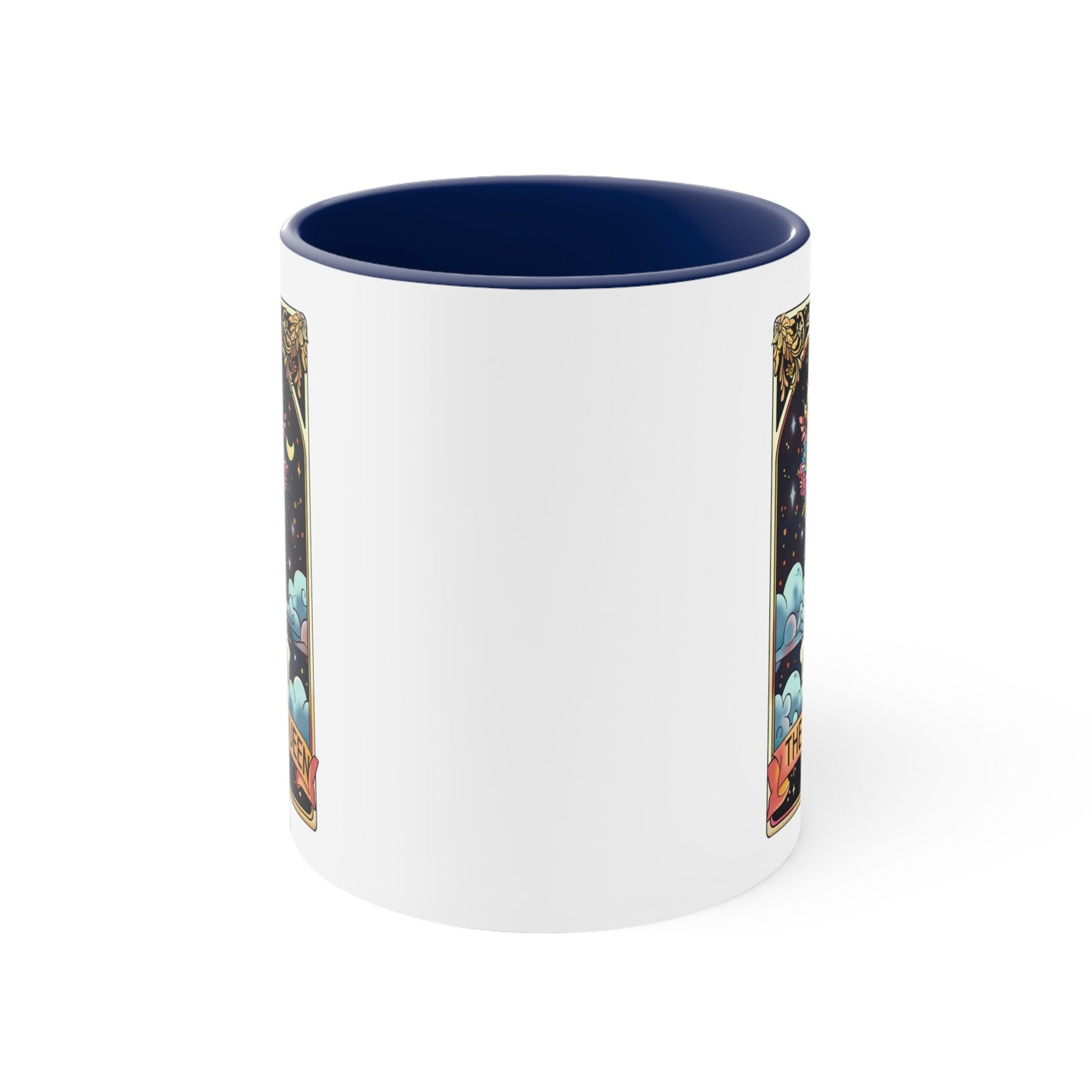 Accent Coffee Mug, The drama queen tarot skeleton funny mystical fortune art portrait coffee hot tea everyday beverage cup