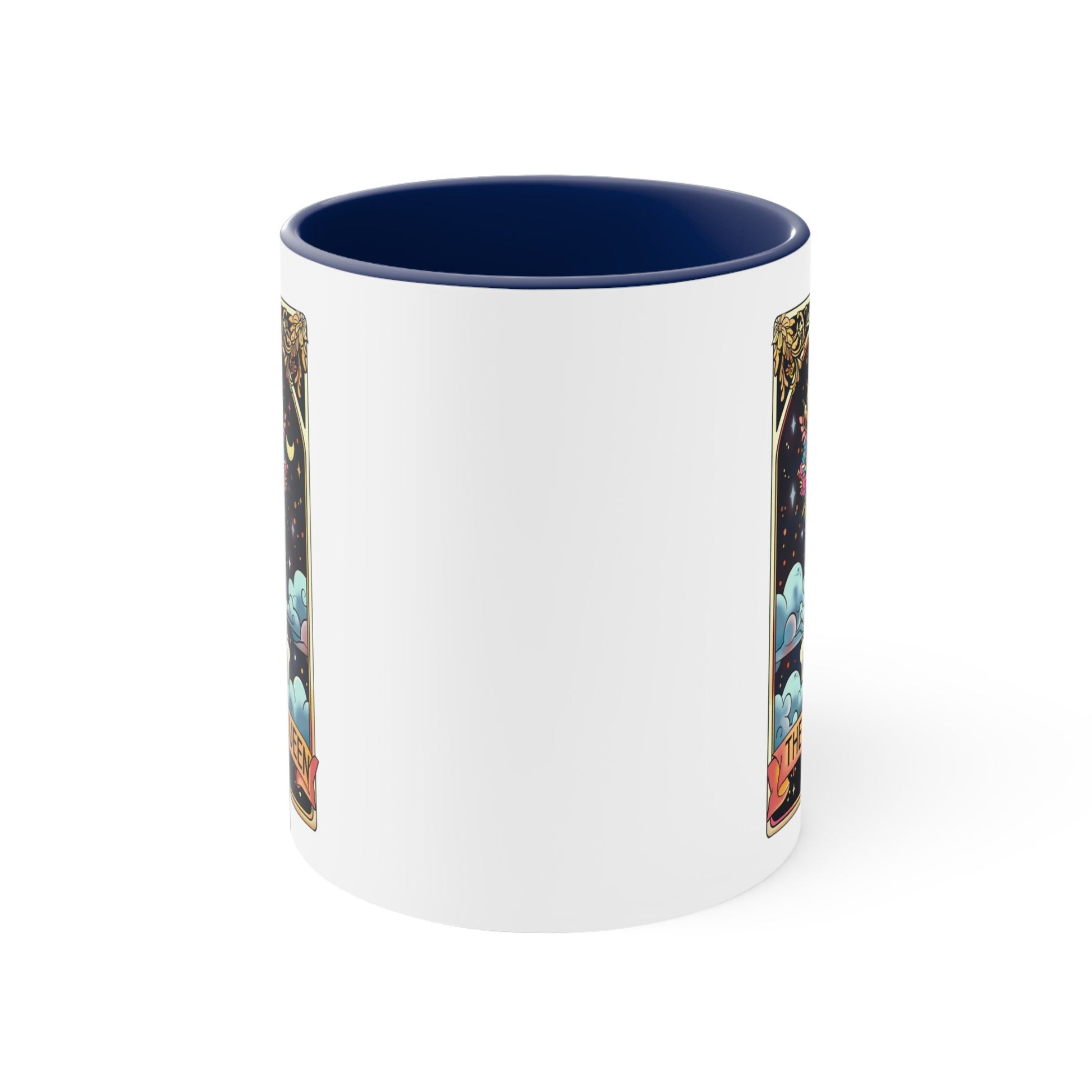 Accent Coffee Mug, The drama queen tarot skeleton funny mystical fortune art portrait coffee hot tea everyday beverage cup