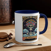 Accent Coffee Mug, The drama queen tarot skeleton funny mystical fortune art portrait coffee hot tea everyday beverage cup The Aurora Touch