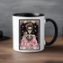 Accent Coffee Mug, 11oz, Mom Tarot Coffee psychic card Momma Day beverage Skeleton pink black tea novelty gift mug The Aurora Touch