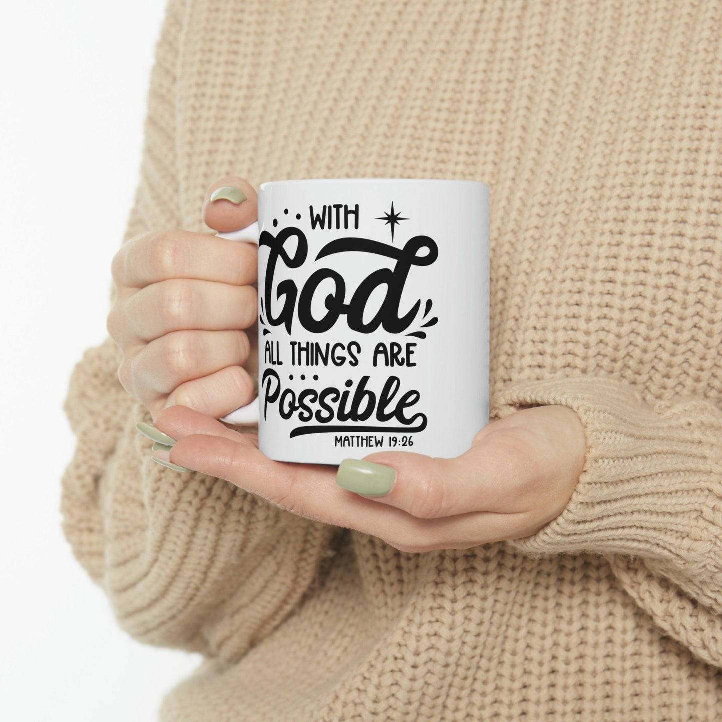 Ceramic Mug, 11oz, Christian faith everyday positive Bible verse coffee tea mug great  Teacher student pastor gift