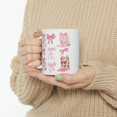 Ceramic Mug, 11oz pink ribbon Cowboy country style design pretty girl pink fashion coffee tea beverage cup