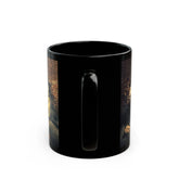 Black Mug (11oz, 15oz), Yellow Lamborghini exotic luxury fancy car custom portrait art design beverage cup