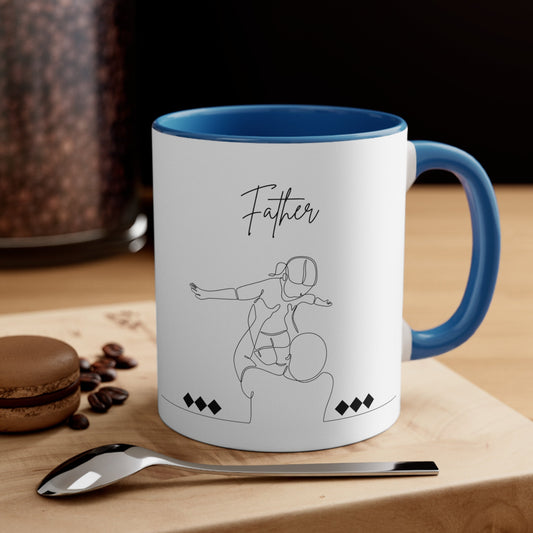 Accent Coffee Mug, 11oz, Father daughter loving portrait 2 tone color drinking beverage cup great gift for Pappa pappi Dad