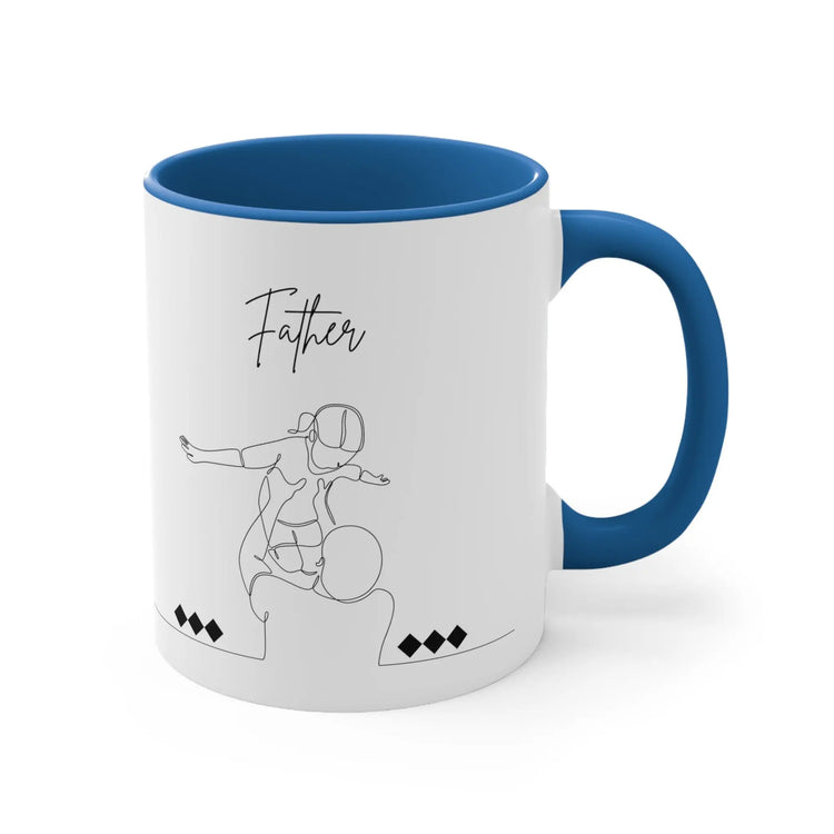 Accent Coffee Mug, 11oz, Father daughter loving portrait 2 tone color drinking beverage cup great gift for Pappa pappi Dad