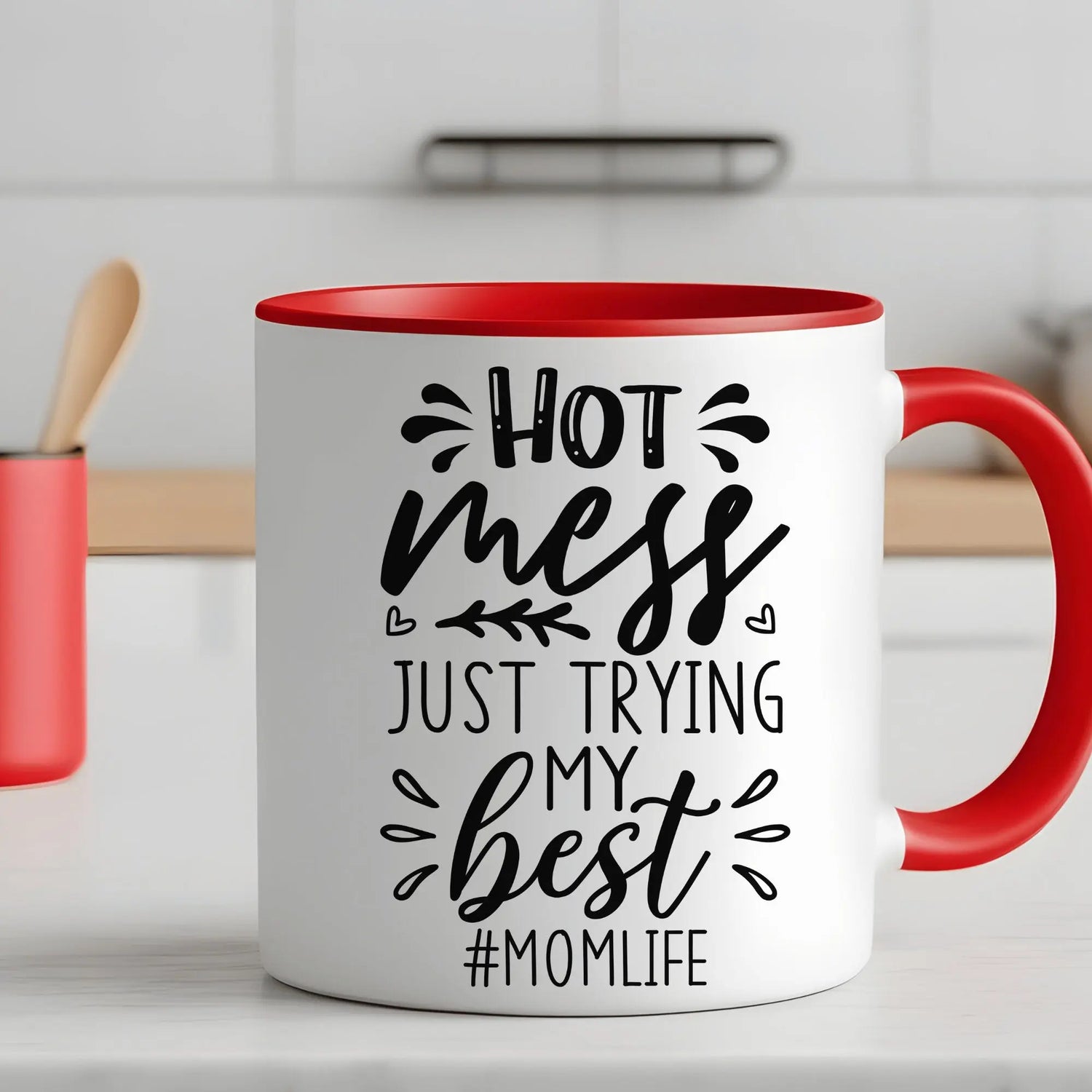 Colorful Mugs, 11oz, Humorous Hot mess Mom Life saying casual 2 tone coffee tea hot cocoa novelty funny cup great gift The Aurora Touch