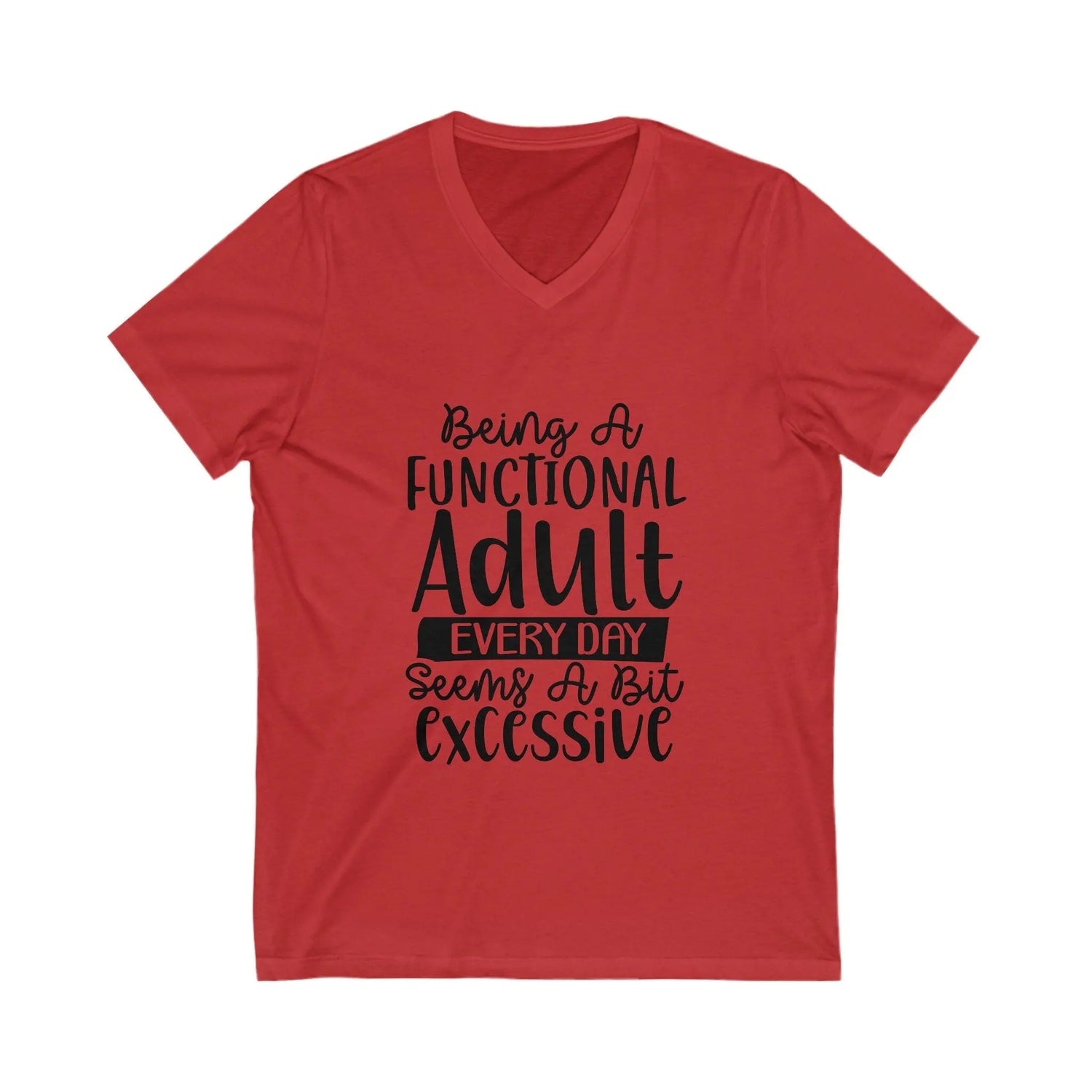 Unisex Jersey Short Sleeve V-Neck Tee, Humorous casual wear, Simple Minimilist Shirt, Cool Light Clothing wear, AllGender Wear