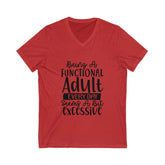 Unisex Jersey Short Sleeve V-Neck Tee, Humorous casual wear, Simple Minimilist Shirt, Cool Light Clothing wear, AllGender Wear