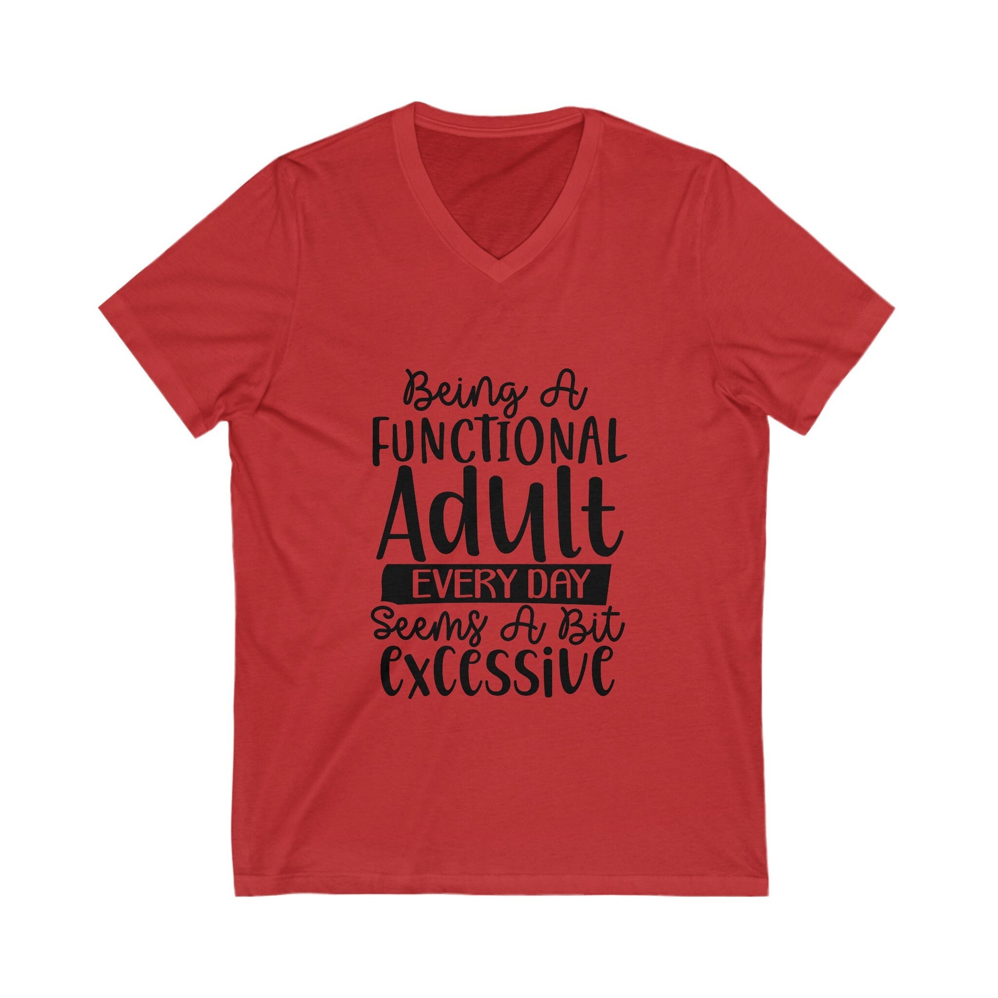 Unisex Jersey Short Sleeve V-Neck Tee, Humorous casual wear, Simple Minimilist Shirt, Cool Light Clothing wear, AllGender Wear