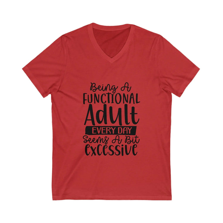 Unisex Jersey Short Sleeve V-Neck Tee, Humorous casual wear, Simple Minimilist Shirt, Cool Light Clothing wear, AllGender Wear