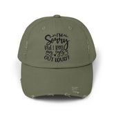 Unisex Distressed Cap, Sarcastic Silly head gear, casual everyday fun wear, Bicycling head cap, Minimilist Humorous gift