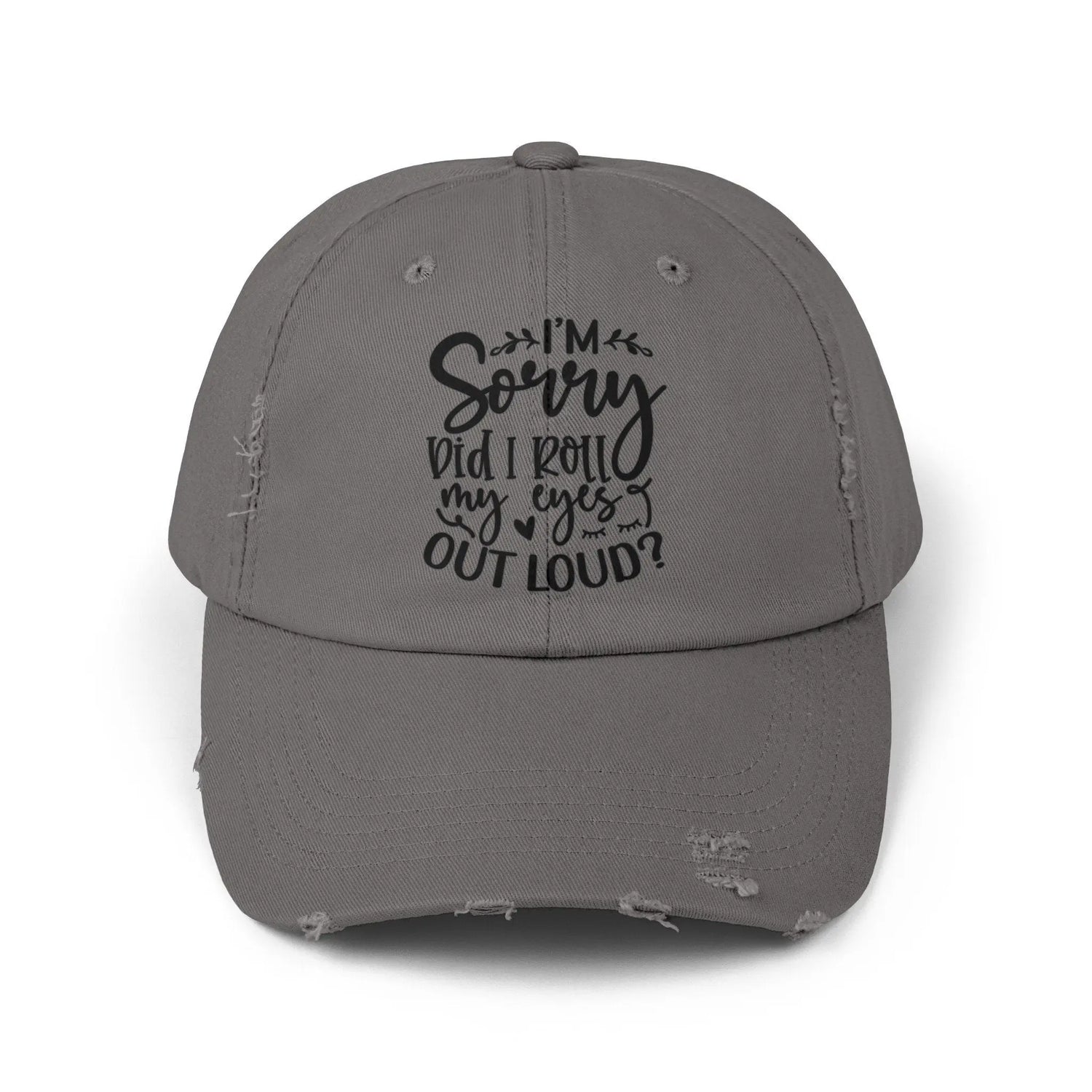 Unisex Distressed Cap, Sarcastic Silly head gear, casual everyday fun wear, Bicycling head cap, Minimilist Humorous gift