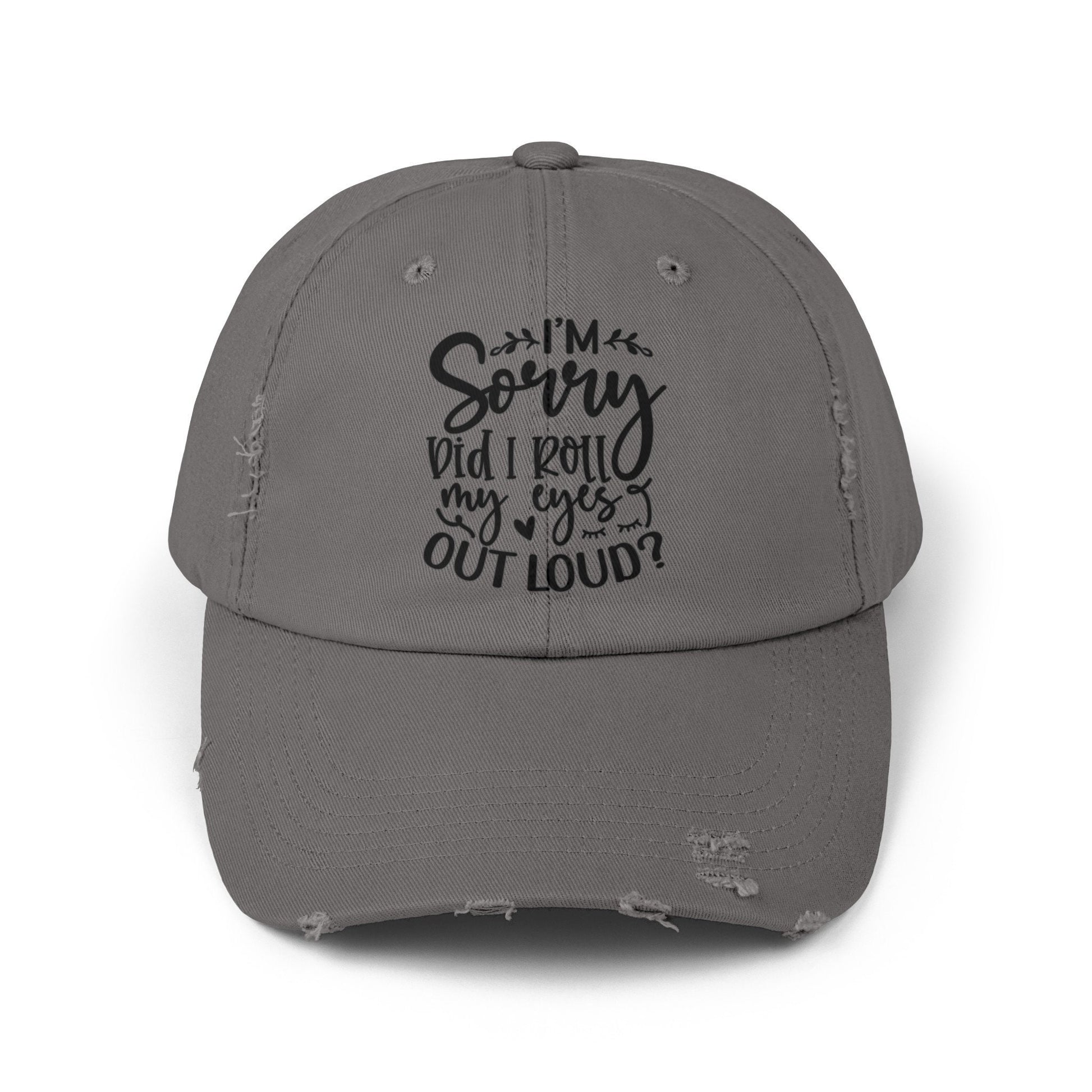 Unisex Distressed Cap, Sarcastic Silly head gear, casual everyday fun wear, Bicycling head cap, Minimilist Humorous gift