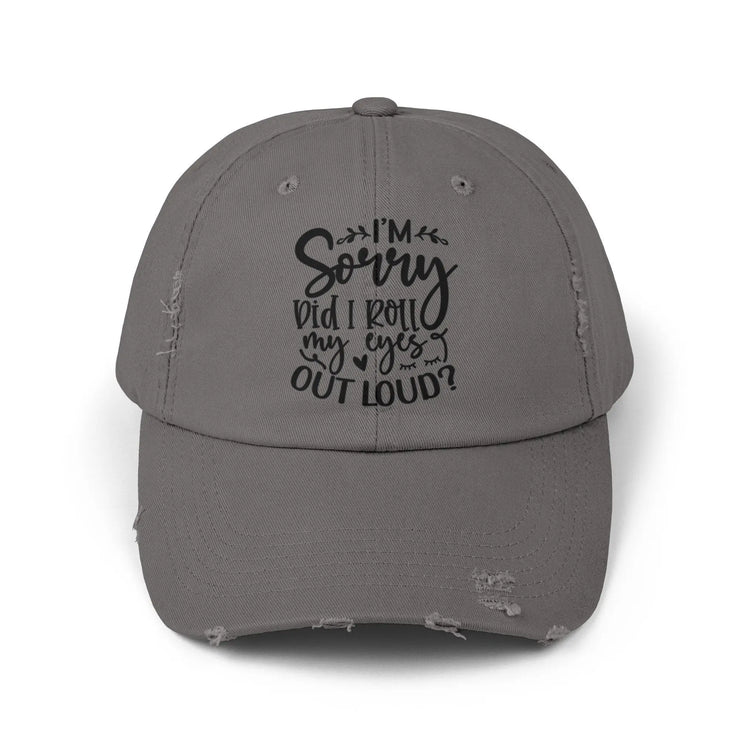 Unisex Distressed Cap, Sarcastic Silly head gear, casual everyday fun wear, Bicycling head cap, Minimilist Humorous gift