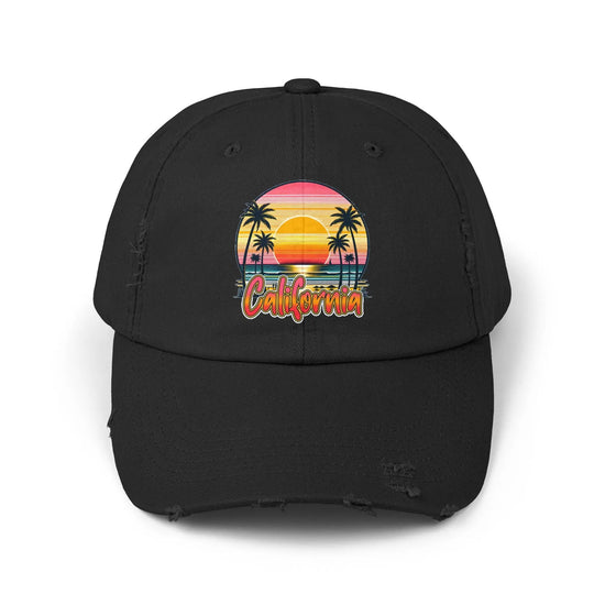Unisex Distressed Cap, California Summer Beach Day Cap, Casual Tourist Souvenir hat, Everday casual baseball cap, memorable gift