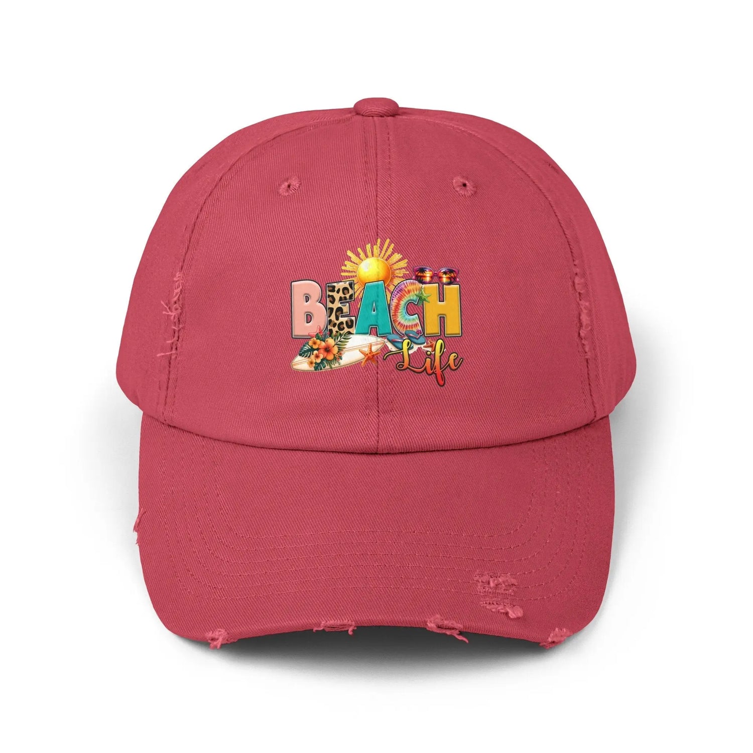 Unisex Distressed Cap, Beach Life Casual Cap, Everyday Simple Casual laid back Beach Wear, everyday hat