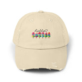 Unisex Distressed Cap, hello summer novelty colorful head cap, daily casual hair cap, Summer Golfing Hat, Everyday casual wear
