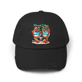 Unisex Distressed Cap, Cool Beach Vibes Casual Summer Laid Back Head cap, Relaxing travel wear, Novelty everyday Golfing hat