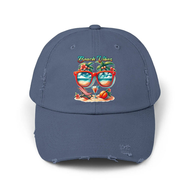 Unisex Distressed Cap, Cool Beach Vibes Casual Summer Laid Back Head cap, Relaxing travel wear, Novelty everyday Golfing hat The Aurora Touch