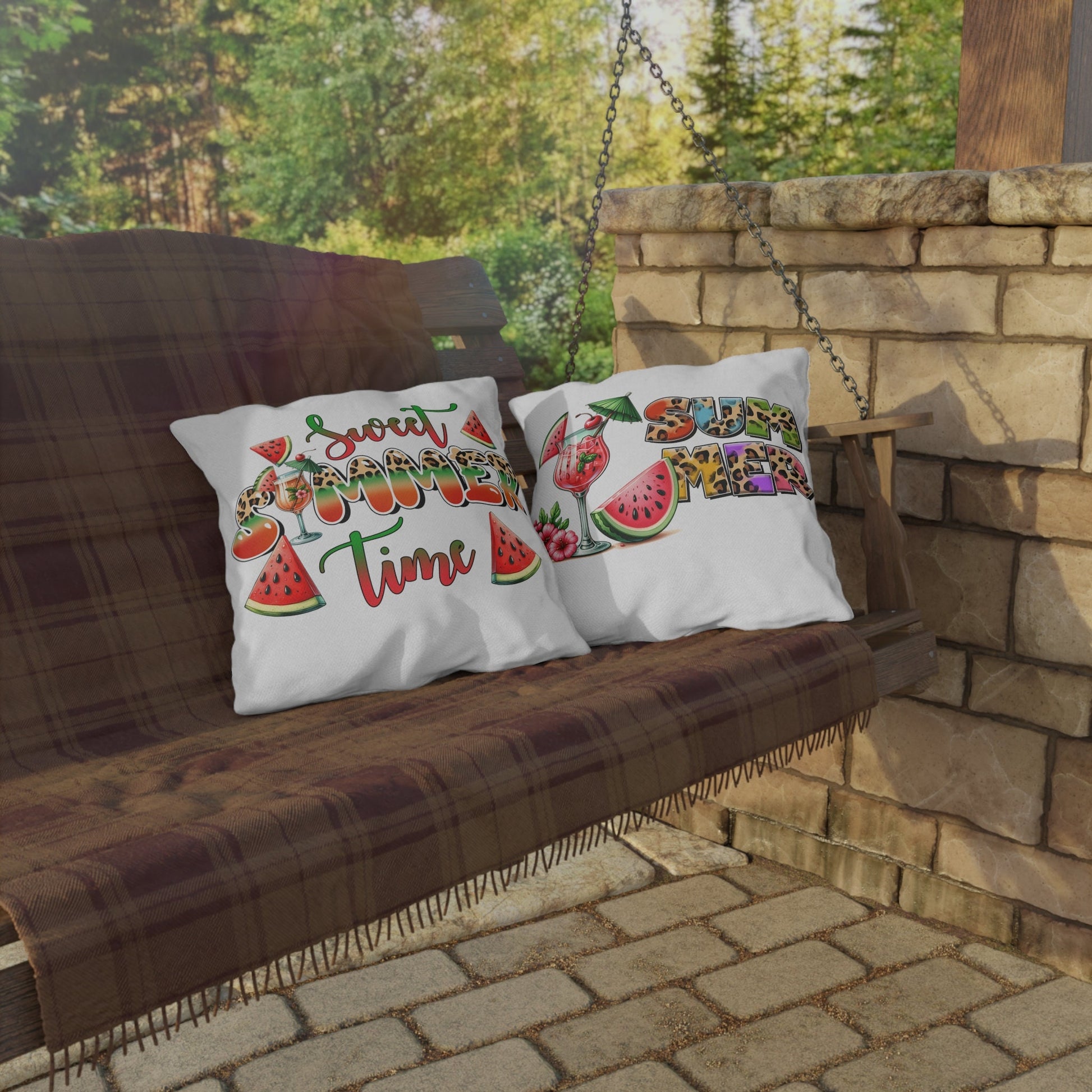 Outdoor Pillows, Two-sided Outside Casual Summer Fun decorated all purpose pillow, Sunny Bright Pool side lounge throw pillow, Custom design