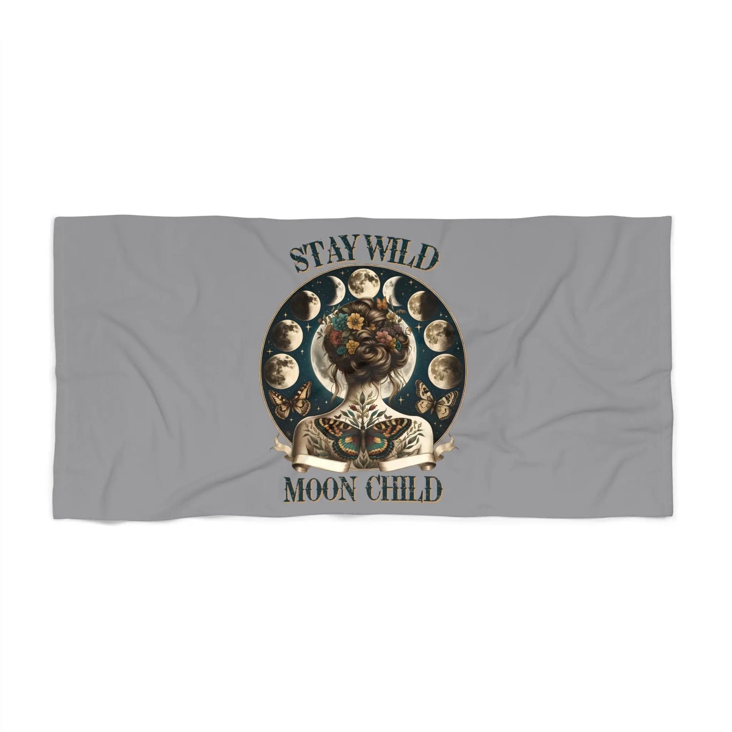 Beach Towel, Celestial Moon Designed Beach Towel, Moon Child Towel, Oversized Soft Beache Towel, Cool Sand Blanket, Vacation Size Towel