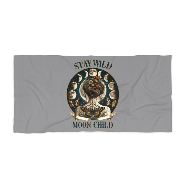 Beach Towel, Celestial Moon Designed Beach Towel, Moon Child Towel, Oversized Soft Beache Towel, Cool Sand Blanket, Vacation Size Towel