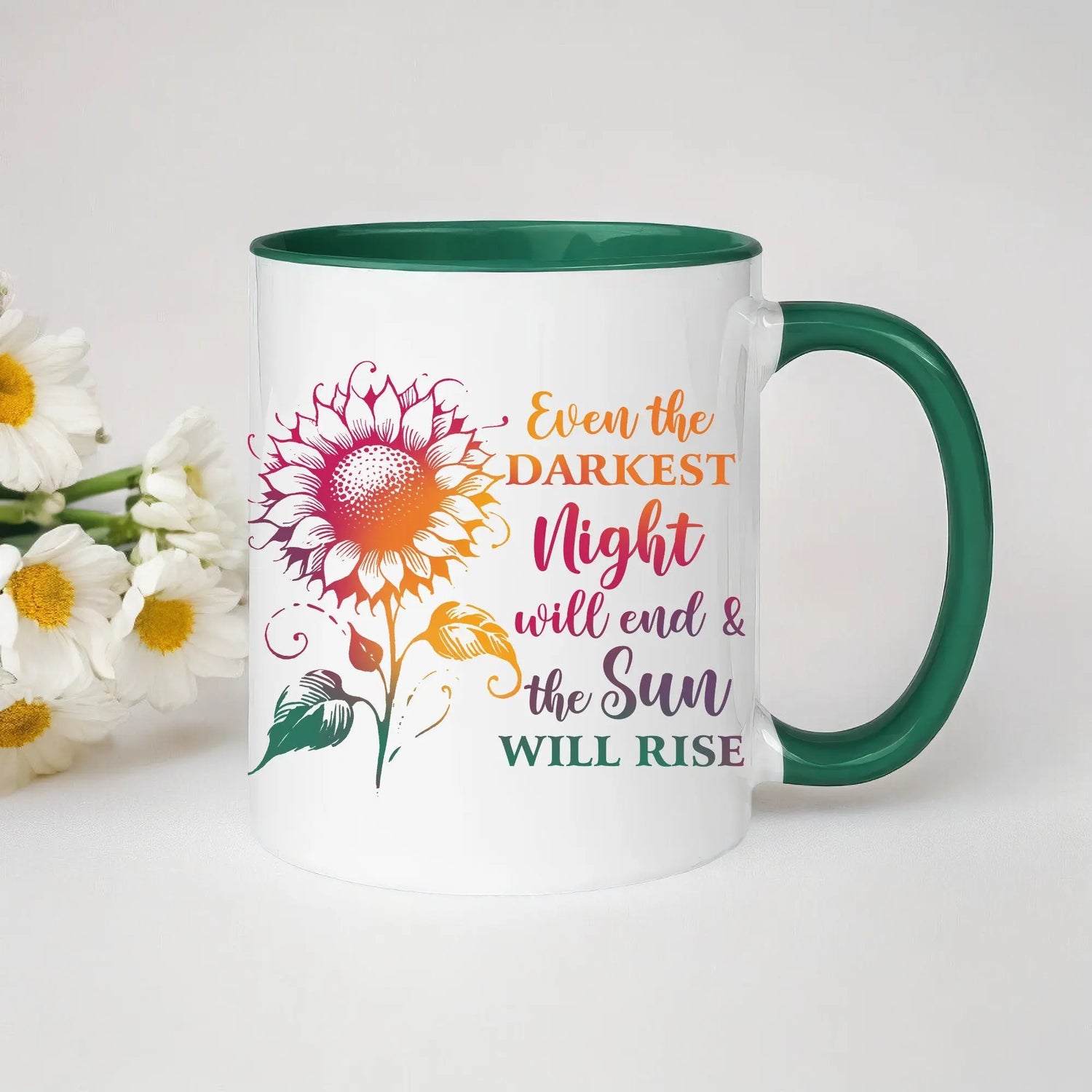 Colorful Mugs, 11oz, Coloroful positive empowering tea coffee mug, Custom motivational gift, Everyday office beverage cup, pick me up items The Aurora Touch