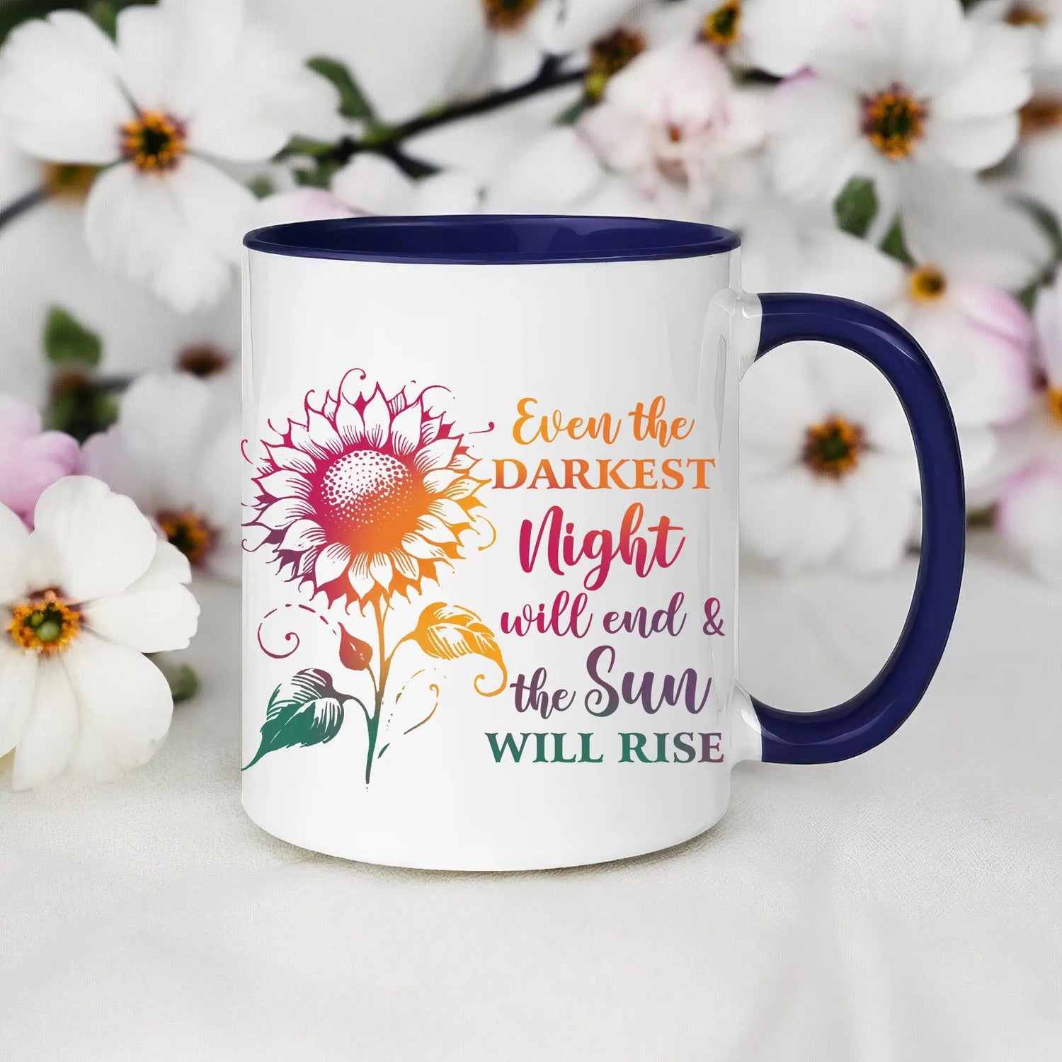 Colorful Mugs, 11oz, Coloroful positive empowering tea coffee mug, Custom motivational gift, Everyday office beverage cup, pick me up items The Aurora Touch