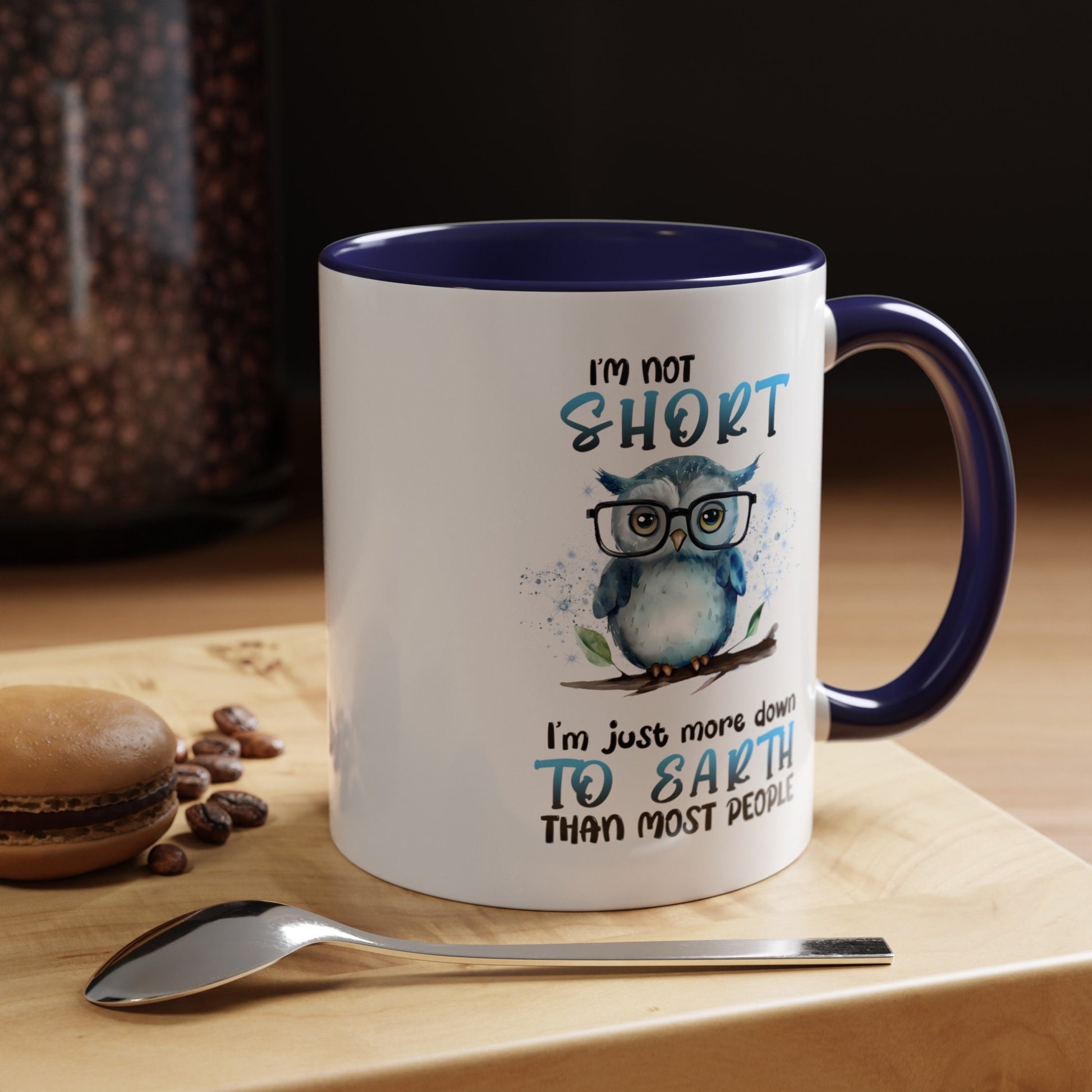 Accent Coffee Mug (11, 15oz), Funny animal mug, Cute Owl Design, cool teacher, silly kitchen decor, happy uplifting morning beverage mug