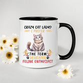 Accent Coffee Mug (11, 15oz), Crazy Cat Lady coffee mug, Humorous sayings, Kitty Lover tea cup, The Aurora Touch