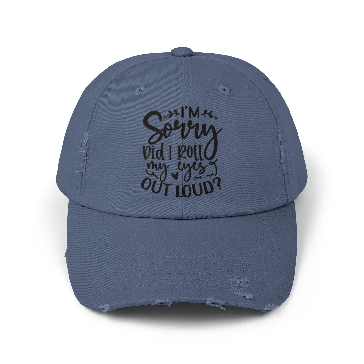Unisex Distressed Cap, Sarcastic Silly head gear, casual everyday fun wear, Bicycling head cap, Minimilist Humorous gift