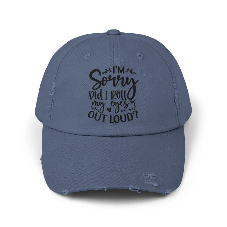 Unisex Distressed Cap, Sarcastic Silly head gear, casual everyday fun wear, Bicycling head cap, Minimilist Humorous gift