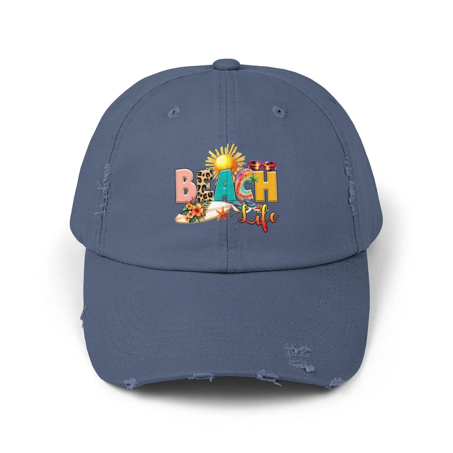Unisex Distressed Cap, Beach Life Casual Cap, Everyday Simple Casual laid back Beach Wear, everyday hat The Aurora Touch