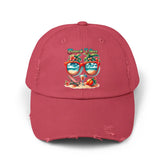 Unisex Distressed Cap, Cool Beach Vibes Casual Summer Laid Back Head cap, Relaxing travel wear, Novelty everyday Golfing hat The Aurora Touch