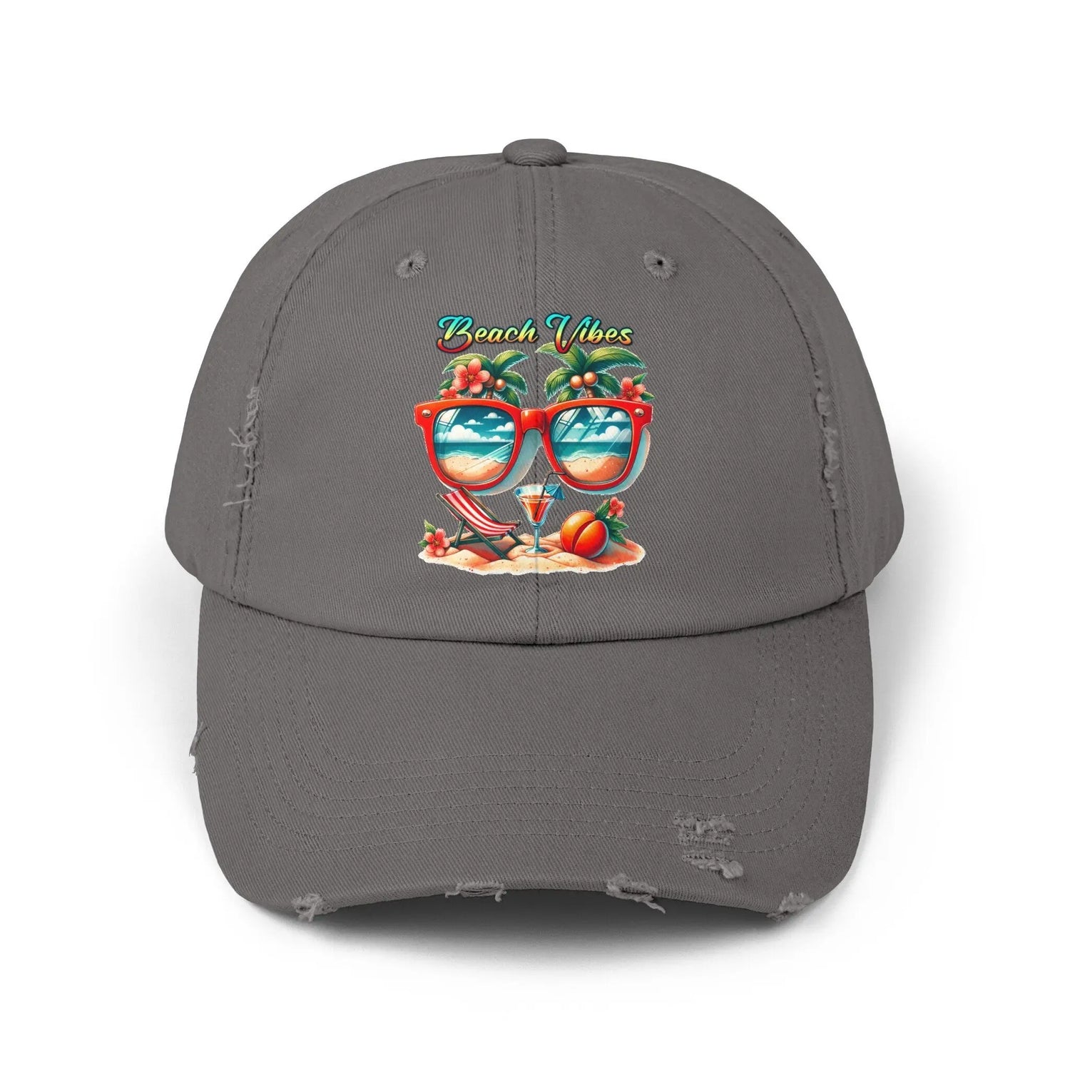 Unisex Distressed Cap, Cool Beach Vibes Casual Summer Laid Back Head cap, Relaxing travel wear, Novelty everyday Golfing hat The Aurora Touch