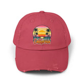 Unisex Distressed Cap, California Summer Beach Day Cap, Casual Tourist Souvenir hat, Everday casual baseball cap, memorable gift