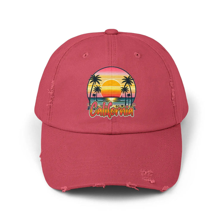 Unisex Distressed Cap, California Summer Beach Day Cap, Casual Tourist Souvenir hat, Everday casual baseball cap, memorable gift