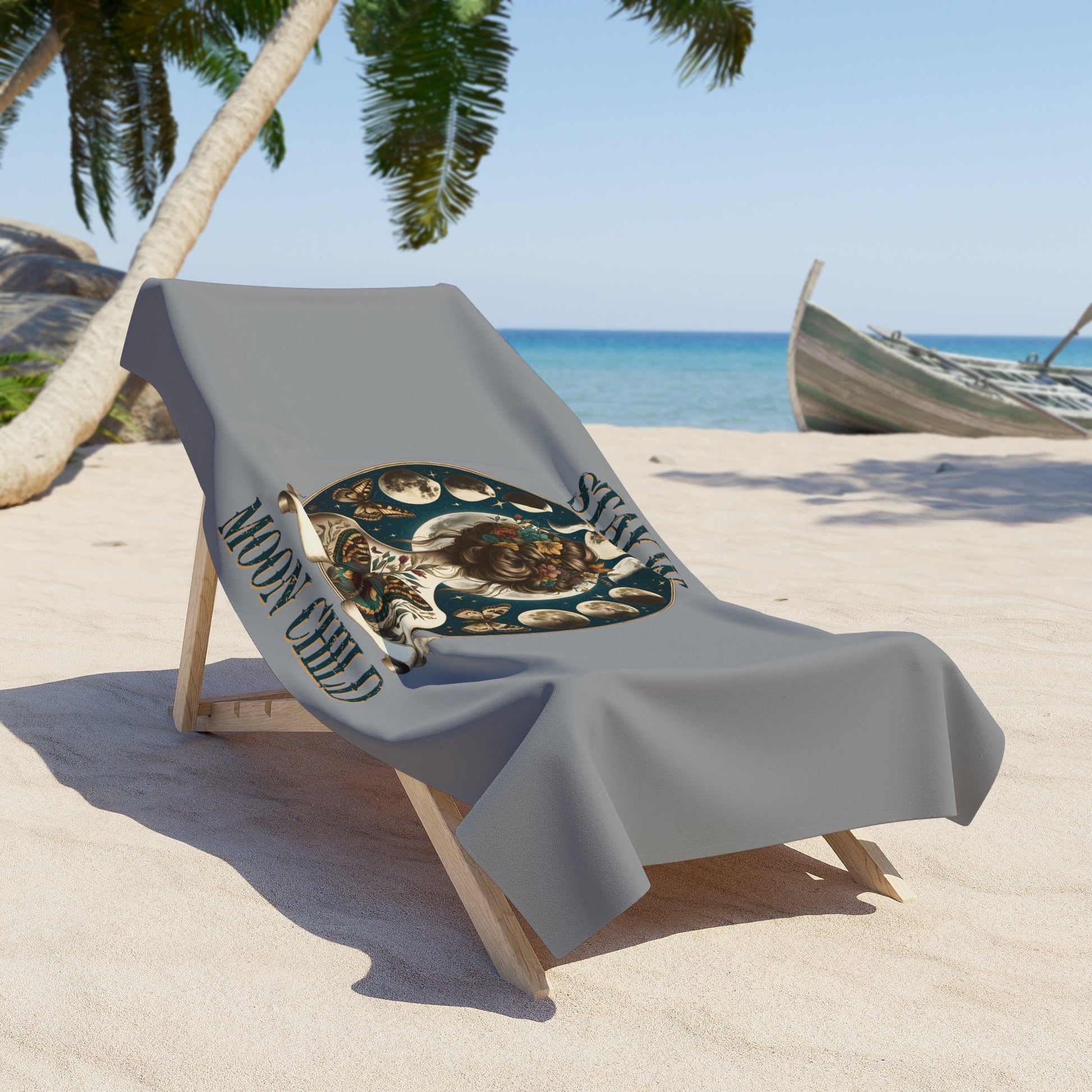 Beach Towel, Celestial Moon Designed Beach Towel, Moon Child Towel, Oversized Soft Beache Towel, Cool Sand Blanket, Vacation Size Towel