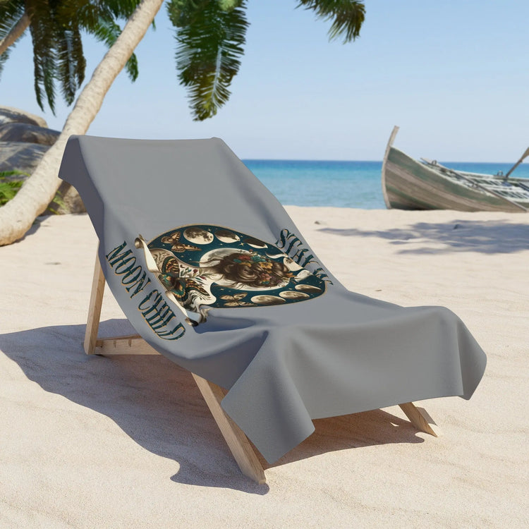 Beach Towel, Celestial Moon Designed Beach Towel, Moon Child Towel, Oversized Soft Beache Towel, Cool Sand Blanket, Vacation Size Towel