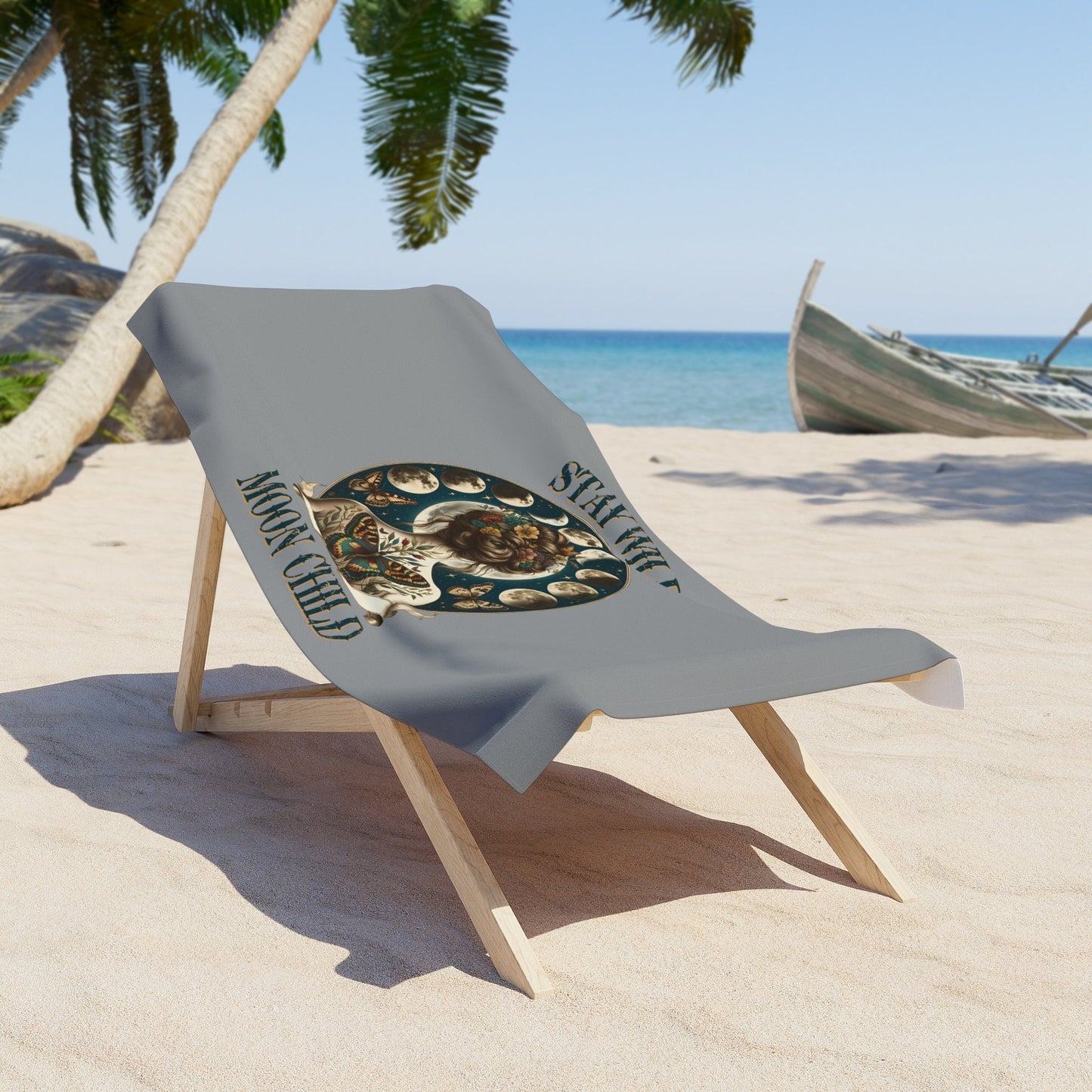 Beach Towel, Celestial Moon Designed Beach Towel, Moon Child Towel, Oversized Soft Beache Towel, Cool Sand Blanket, Vacation Size Towel