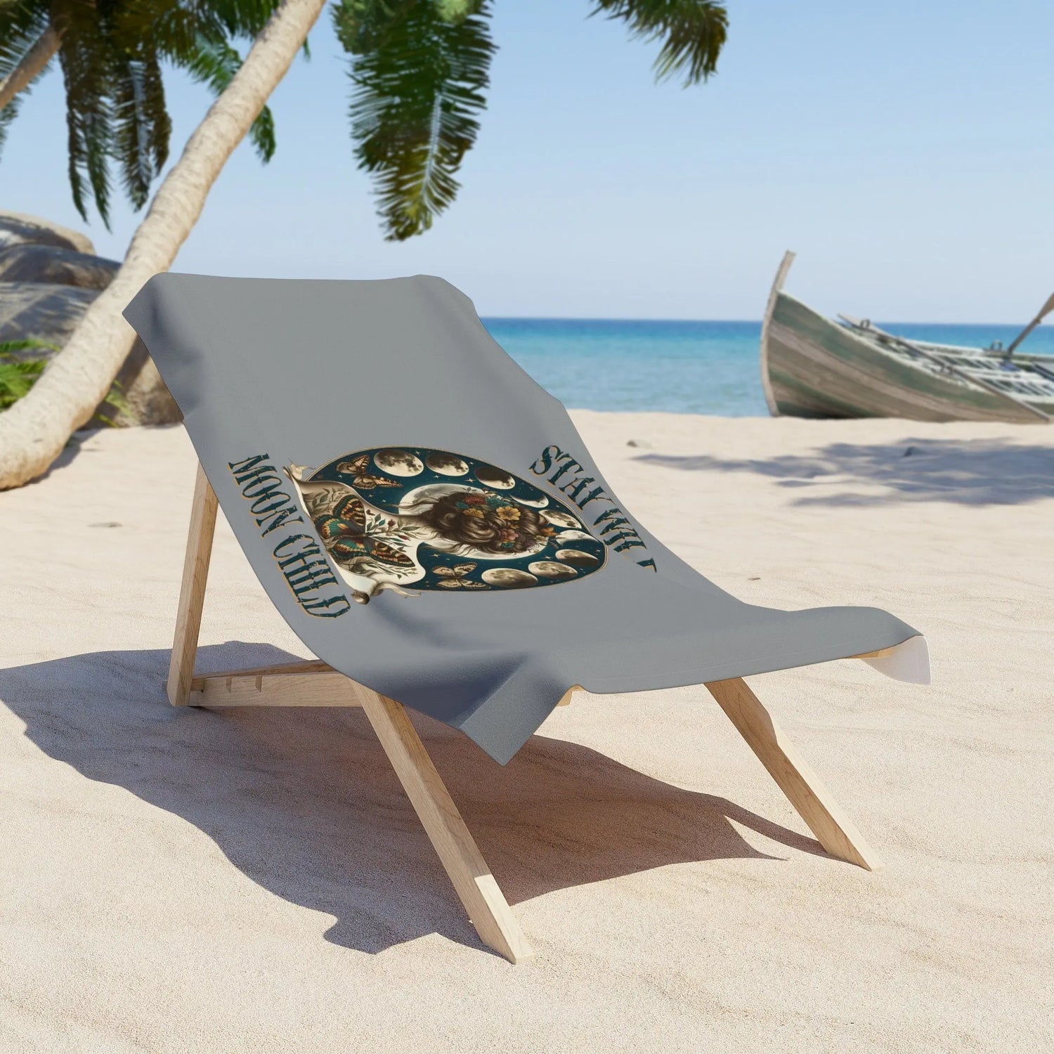 Beach Towel, Celestial Moon Designed Beach Towel, Moon Child Towel, Oversized Soft Beache Towel, Cool Sand Blanket, Vacation Size Towel