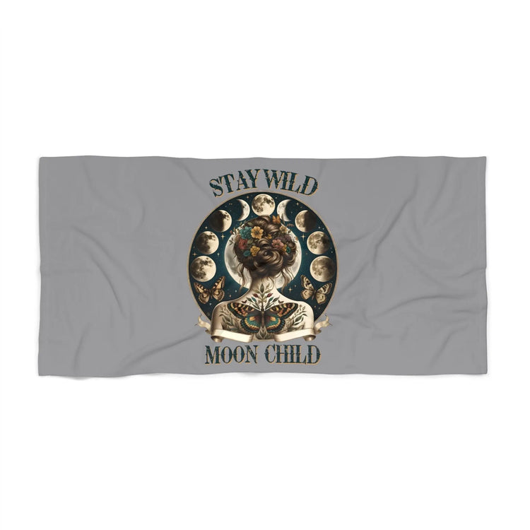 Beach Towel, Celestial Moon Designed Beach Towel, Moon Child Towel, Oversized Soft Beache Towel, Cool Sand Blanket, Vacation Size Towel