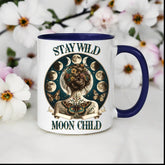 Colorful Mugs, 11oz, Moon Child Tarot Card Coffee Mug, Celestial Spiritual Art, Custom artistic everyday drinking cup, special gift item The Aurora Touch