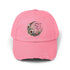 Unisex Distressed Cap, Floral Moon design baseball cap, Positive empowering clothing wear, uplifting female gift, Casual hat The Aurora Touch